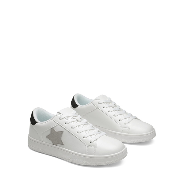 [Bree] Star Low-top Fashion Sneakers - WHITE/BLACK - 6